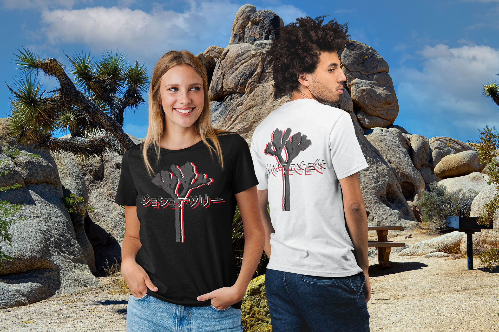 the secret tours JTCA series Japanese Joshua Tree Tee T Shirt black white red 1