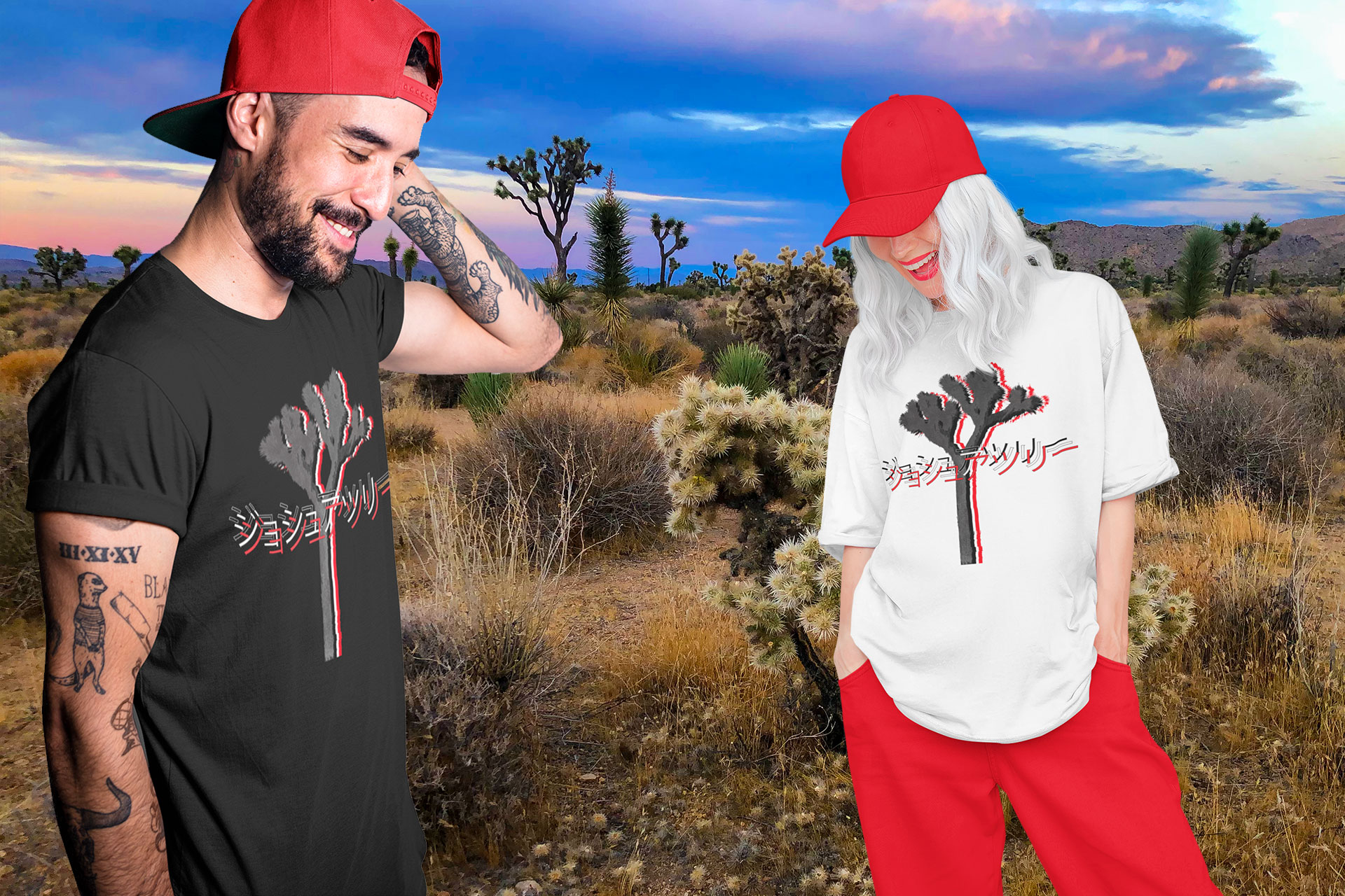 the secret tours JTCA series Japanese Joshua Tree Tee T Shirt black white red 3